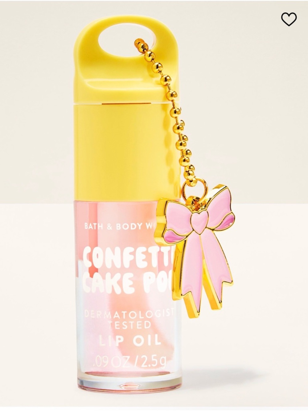 Bath & Body Works Confetti Cake Pop Lip Oil with Pink Bow Charm